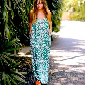 Ava Sky Green Sakura Cherry Blossom Maxi Dress XXS